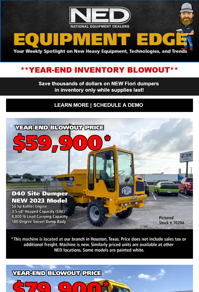Equipment Edge Newsletter - Fiori End of Year Blowout Special 11-27-23