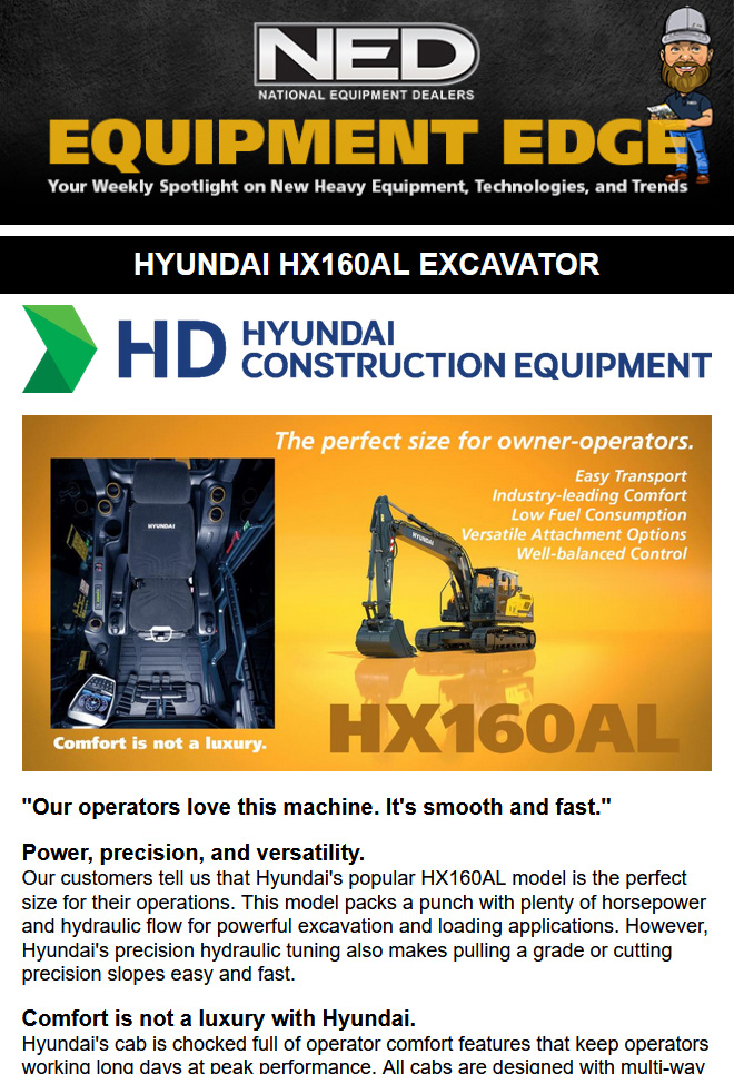 NED Equipment Edge Newsletter - Hyundai HX160AL - May 25, 2023