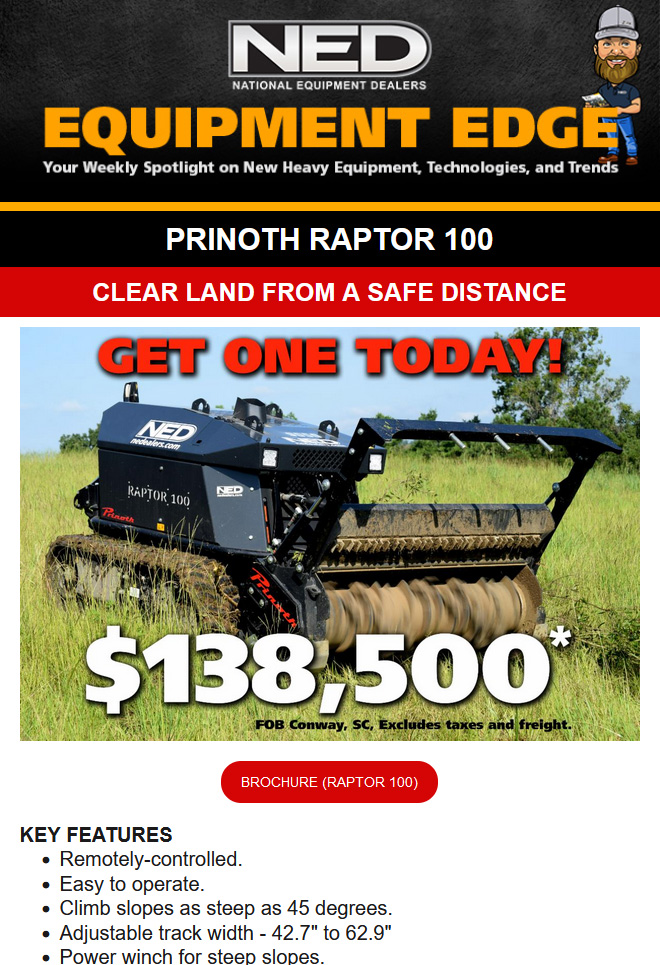 NED Equipment Edge Newsletter - Prinoth Raptor 100, Sept. 15, 2023