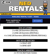 NED Texas Available Heavy Equipment Rentals